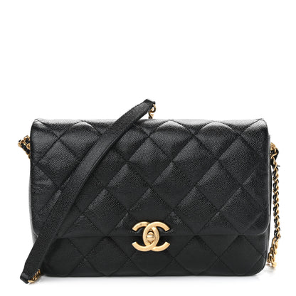 Chanel Shiny Caviar Quilted Large Chain Melody Flap Black 1 of 11