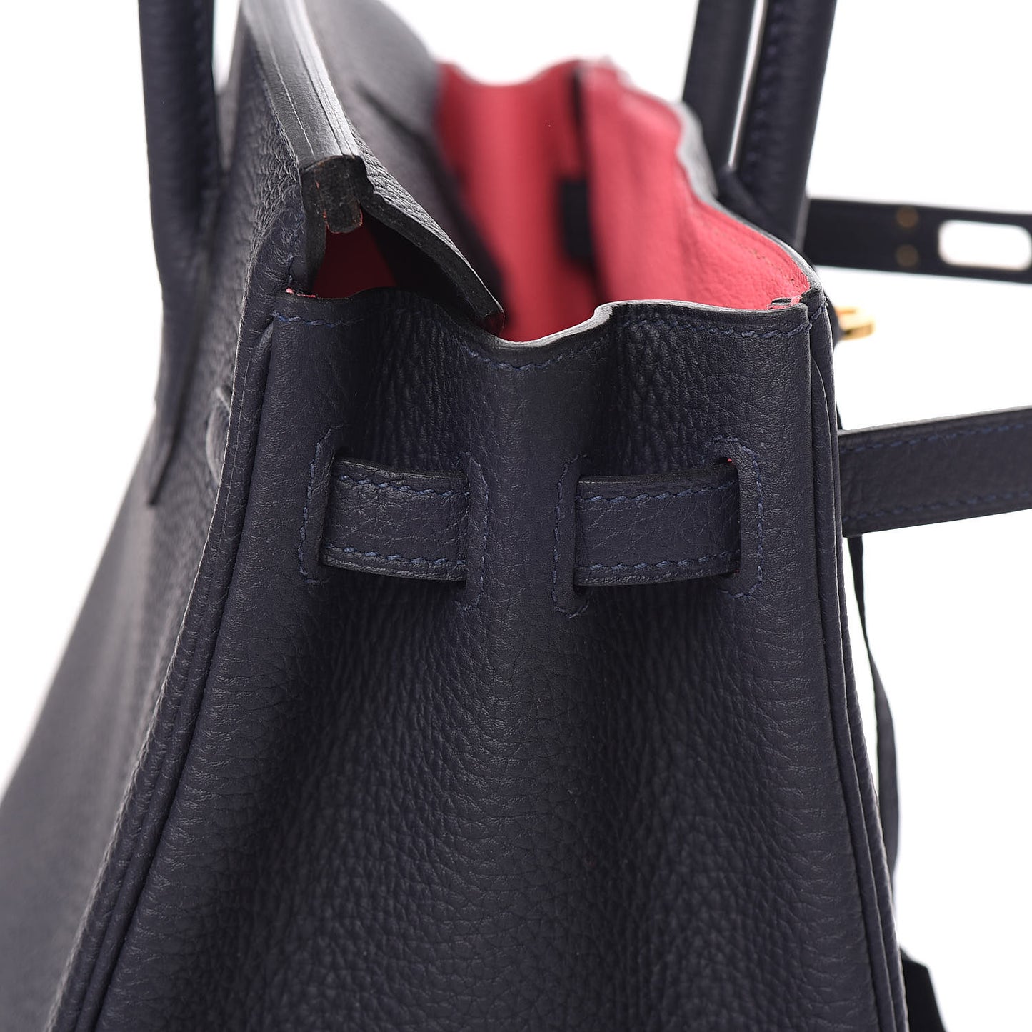 Togo Horseshoe Birkin 25 Bleu Nuit Rose Azalee