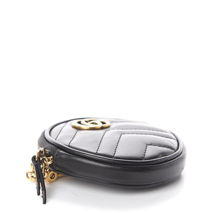 Gucci Calfskin Matelasse GG Marmont Round Coin Purse Black 3 of 5