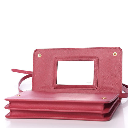 Prada Saffiano Metal Flap Wallet with Strap Peonia 5 of 8