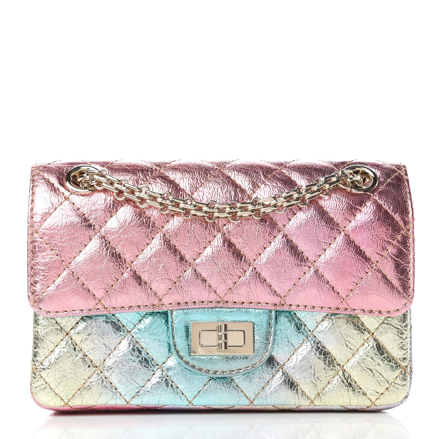 Metallic Goatskin Quilted Mini 2.55 Reissue Flap Multicolor