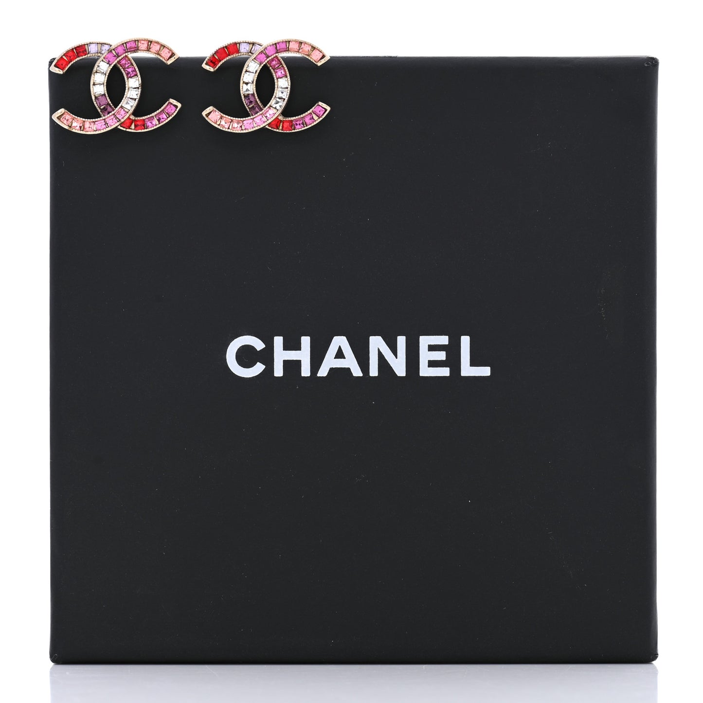 Crystal Baguette CC Earrings Gold Multicolor