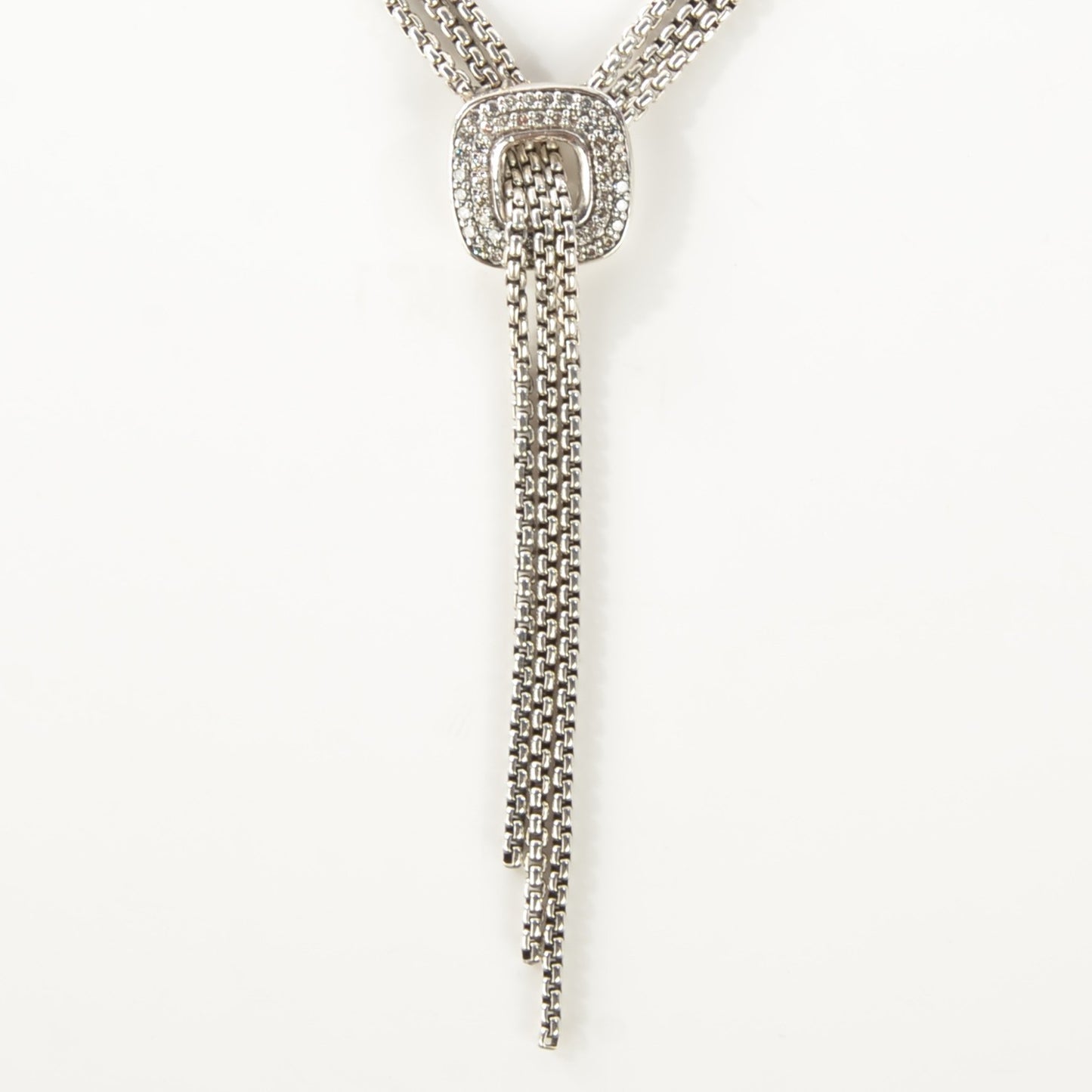 Sterling Silver Diamond 14mm Waterfall Lariat Necklace