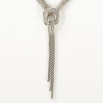 David Yurman Sterling Silver Diamond 14mm Waterfall Lariat Necklace 3 of 5