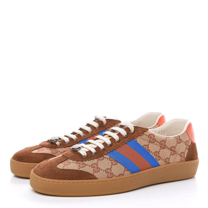 Gucci GG Monogram Suede Web Mens G74 Sneakers 9 Beige Ruggine Cuir 3 of 10