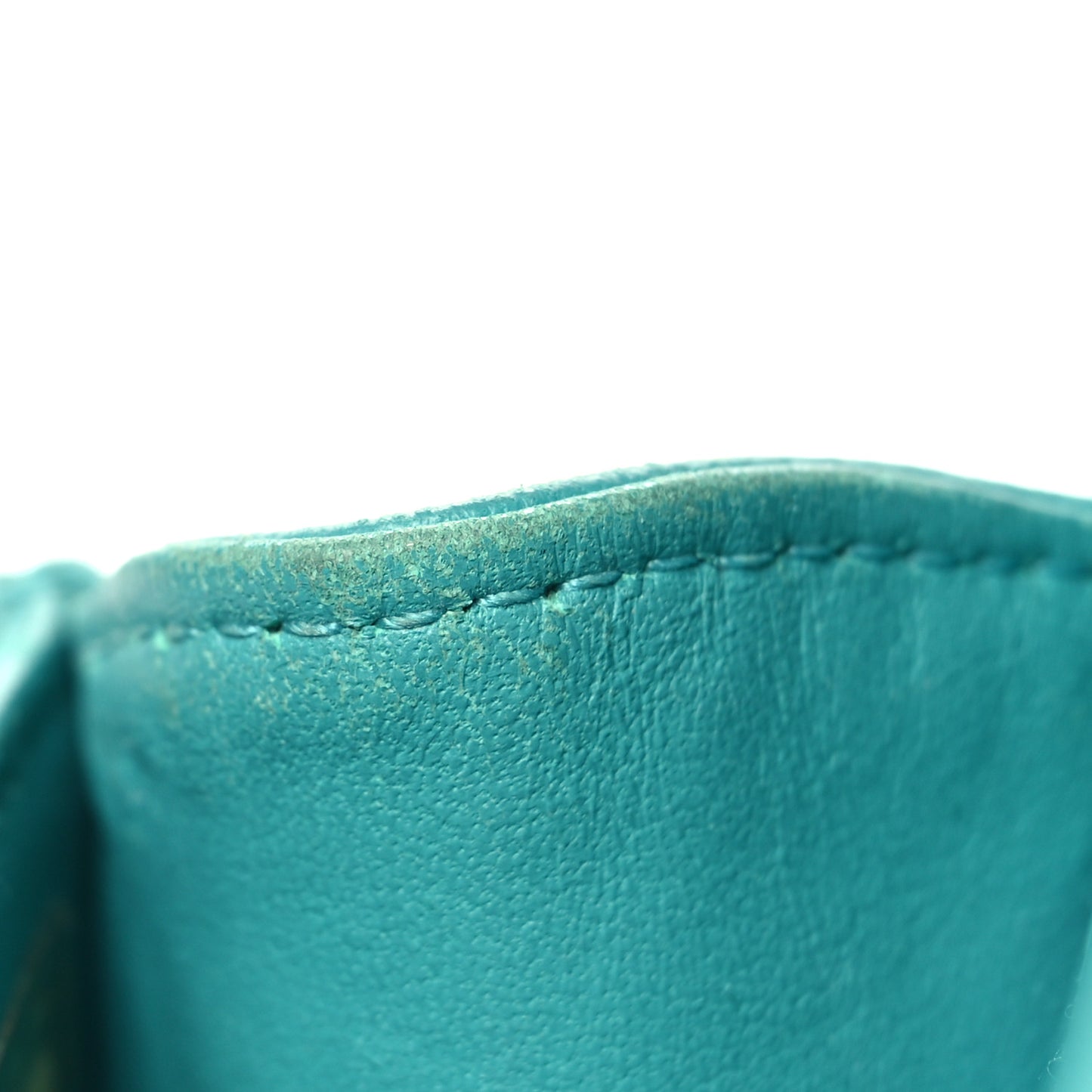 Lambskin Quilted Extra Mini Wallet On Chain WOC Teal