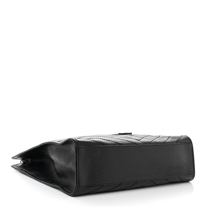 Saint Laurent Crinkled Calfskin Matelasse Monogram Large Niki Shopper Tote Black 4 of 10