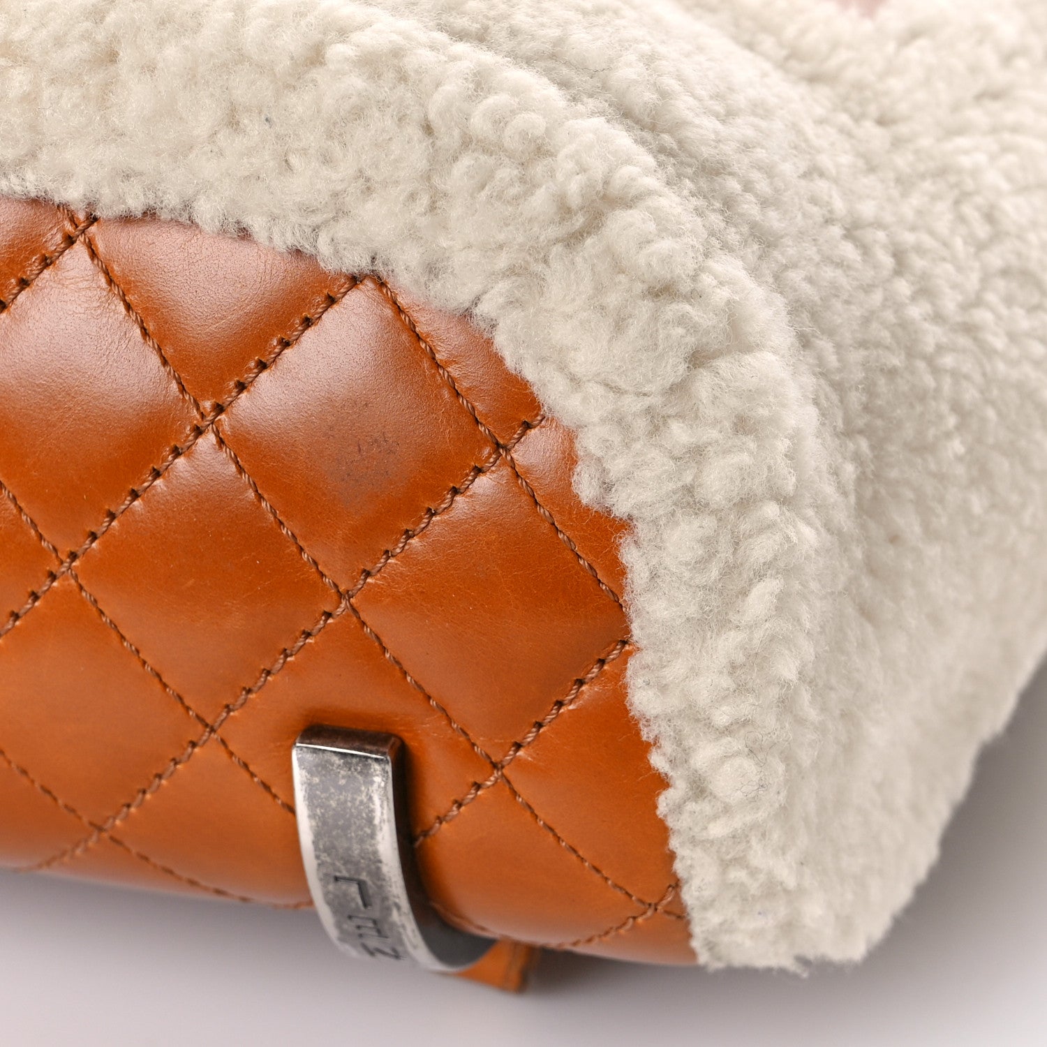 Chanel Glazed Calfskin Shearling Quilted Small Mountain Backpack Brown 8 of 15