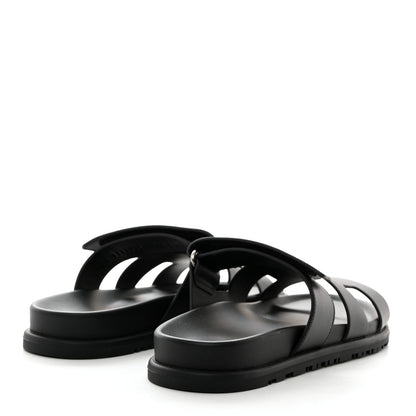 Hermes Calfskin Womens Chypre Sandals 37.5 Black 4 of 9