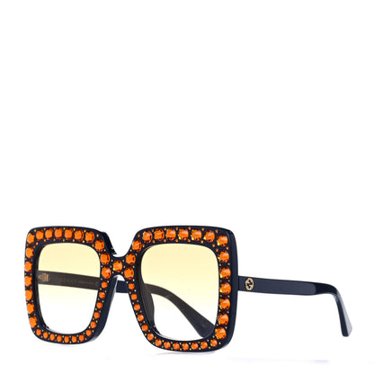 Gucci Acetate Crystal Oversize Sunglasses GG0148S Blue 1 of 8