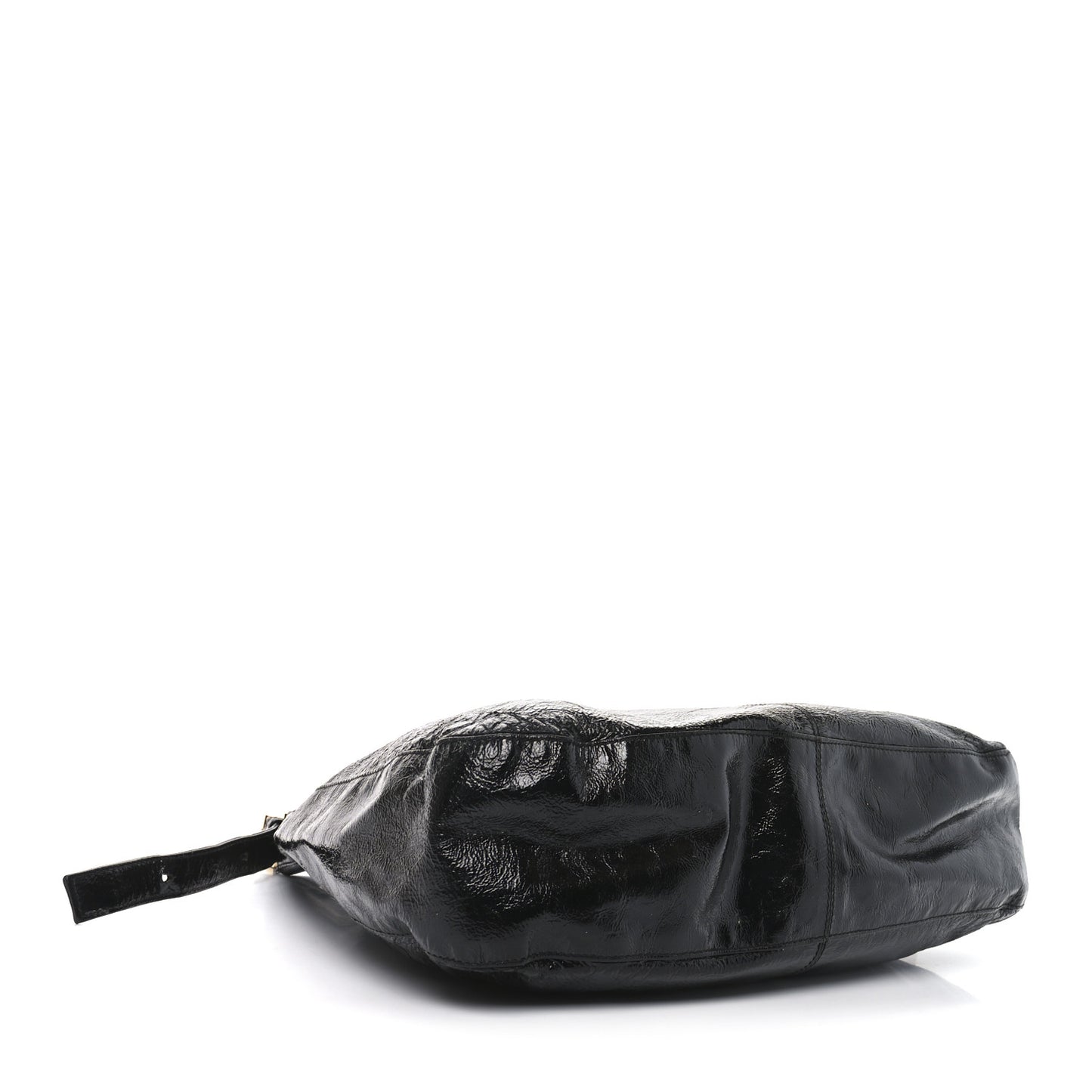 Crinkled Calfskin Baguette Shoulder Bag Black