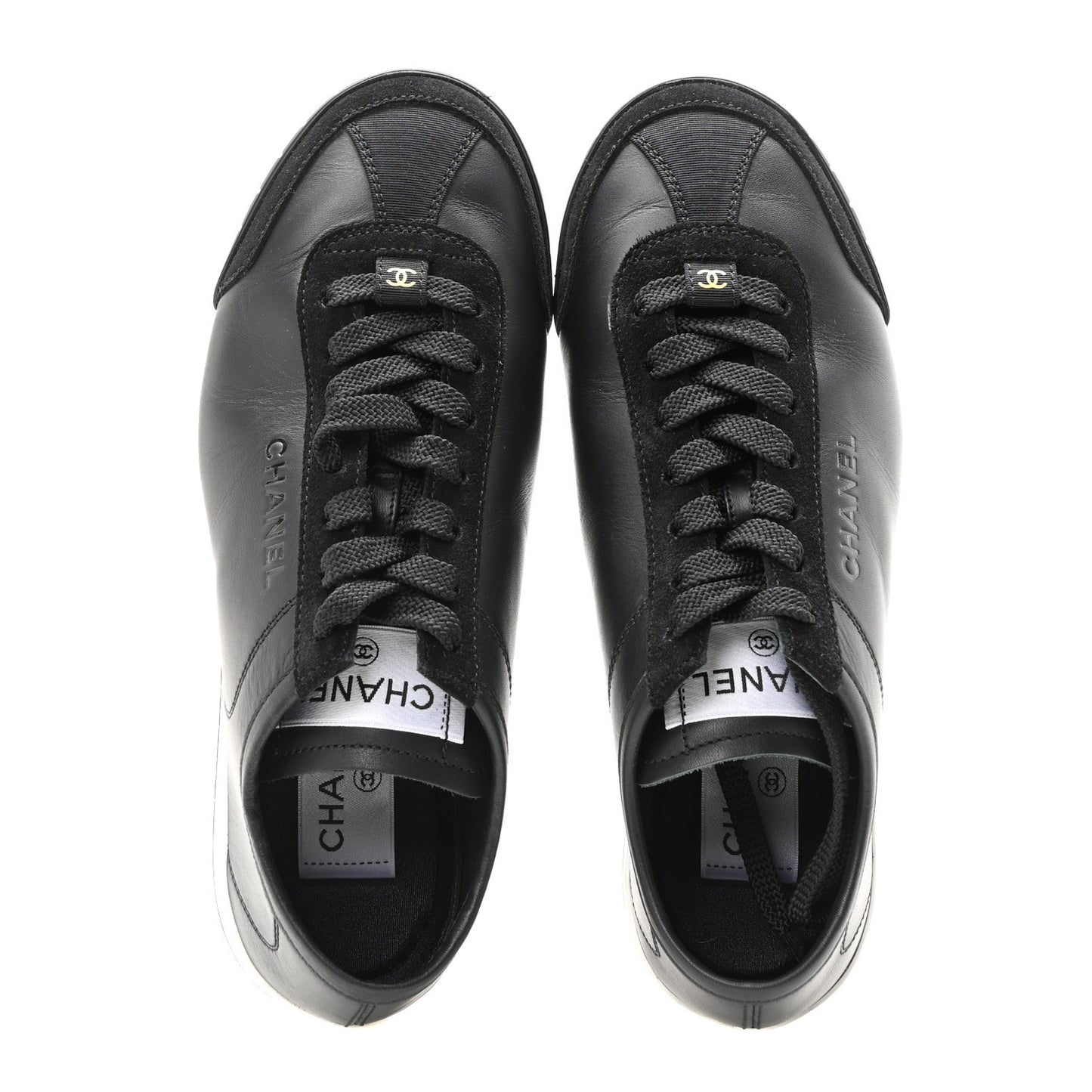 Calfskin Suede Sneakers 36 Black