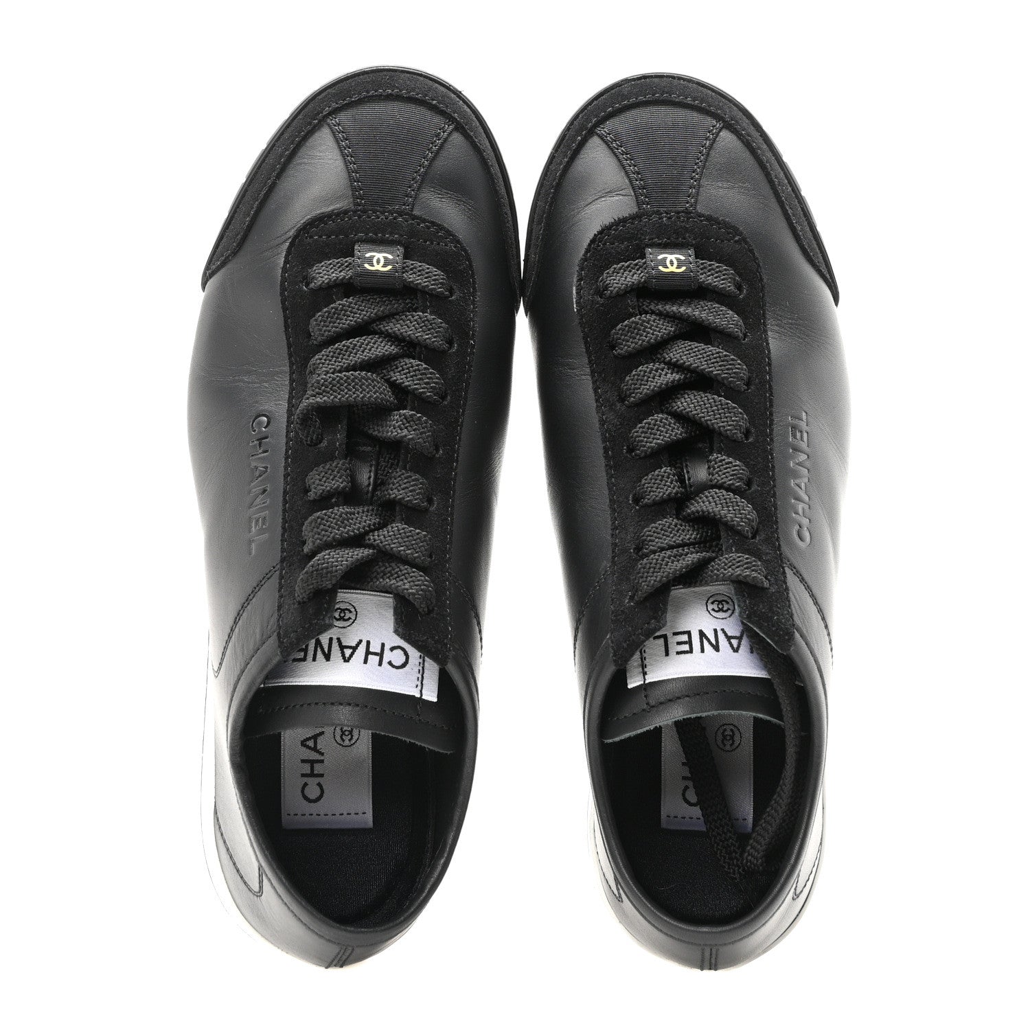 Chanel Calfskin Suede Sneakers 36 Black 2 of 8
