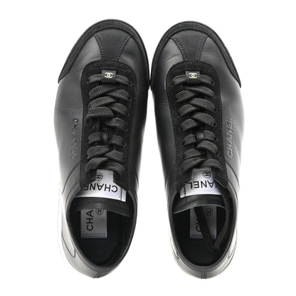 Chanel Calfskin Suede Sneakers 36 Black 2 of 8