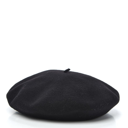 Hermes Merino Wool Clou De Sel Bonnie Beret 58 Black 3 of 5