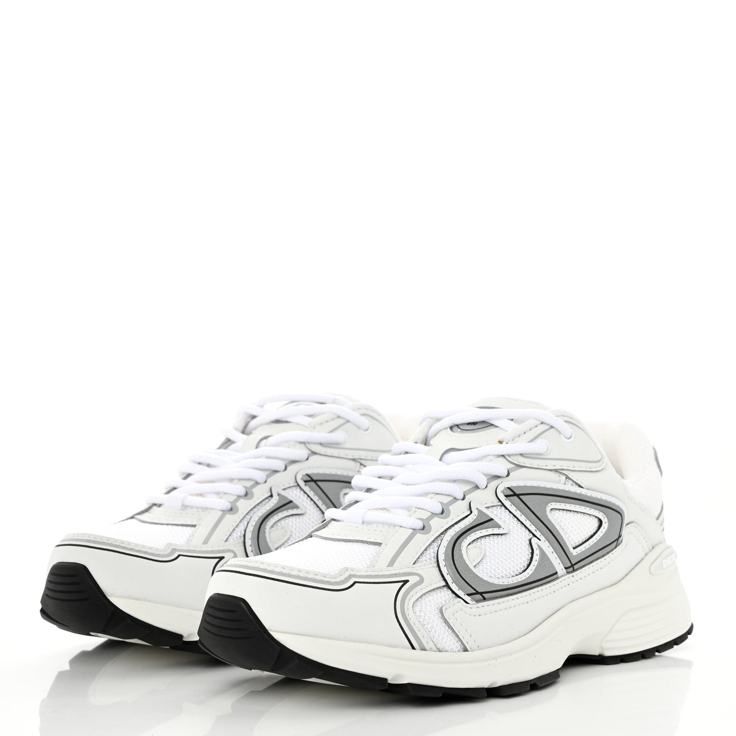 Technical Mesh Calfskin B30 Sneakers 39 White Grey
