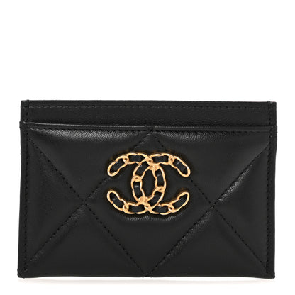 Chanel Lambskin Quilted Chanel 19 Card Holder Black 1 of 10