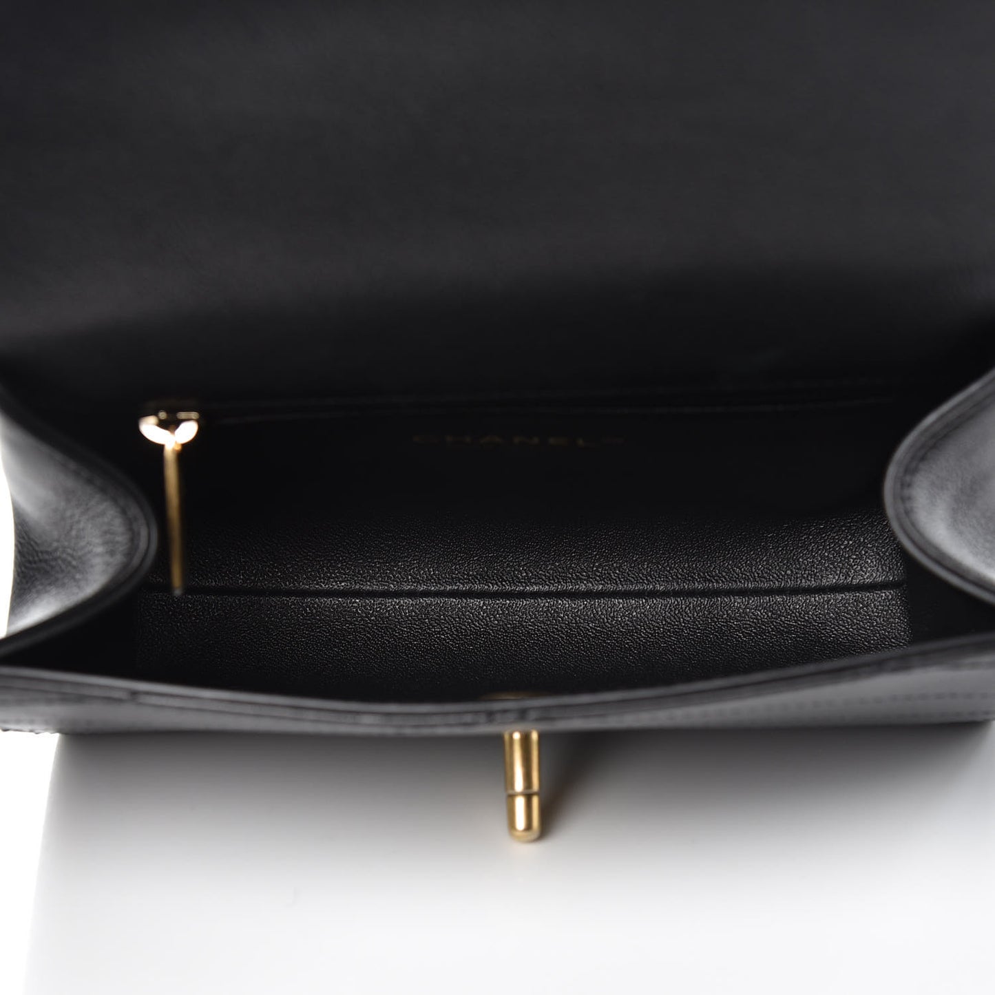 Calfskin Chevron Stitched Coco Waist Bag Black