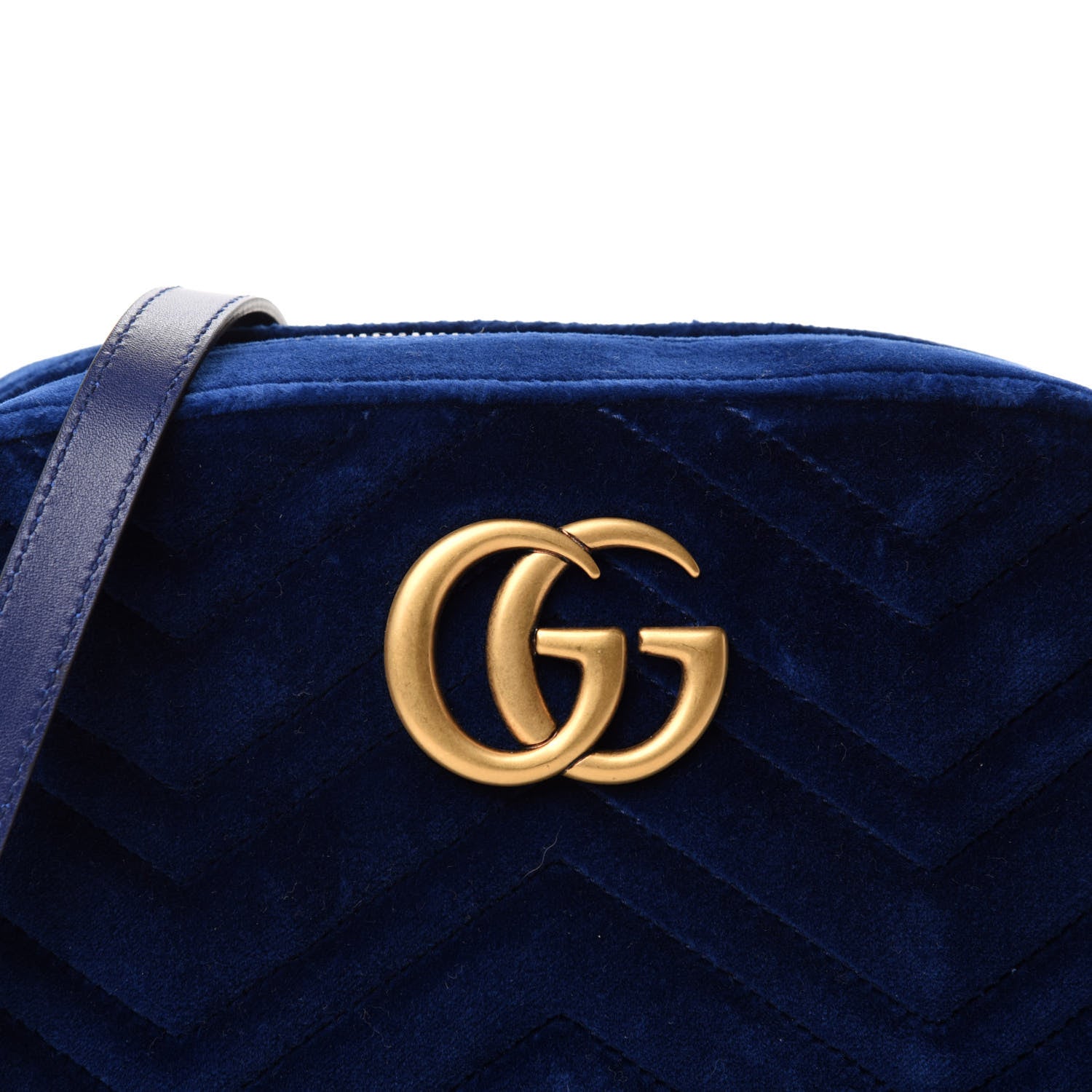 Gucci Velvet Matelasse Small GG Marmont Chain Shoulder Bag Cobalt 10 of 10