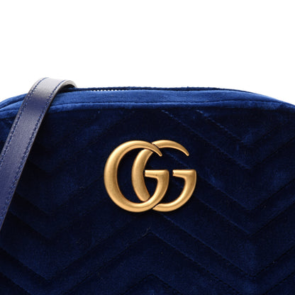 Gucci Velvet Matelasse Small GG Marmont Chain Shoulder Bag Cobalt 10 of 10