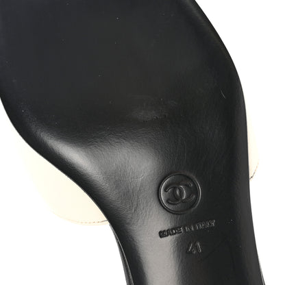 Chanel Lambskin Cap Toe CC Ankle Strap Flats 41 Ivory Black 9 of 12
