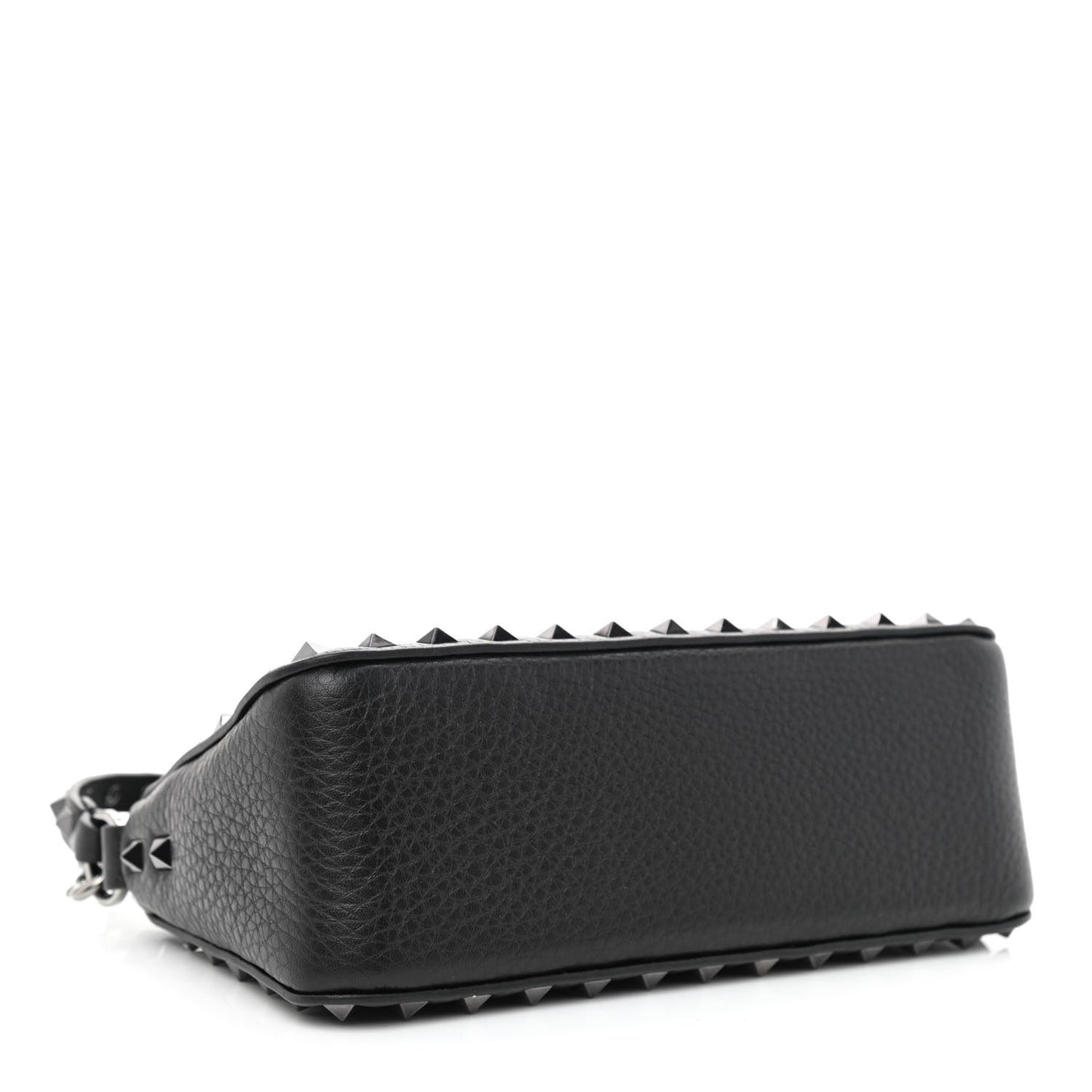 Grained Calfskin Small Rockstud Crossbody Bag Black