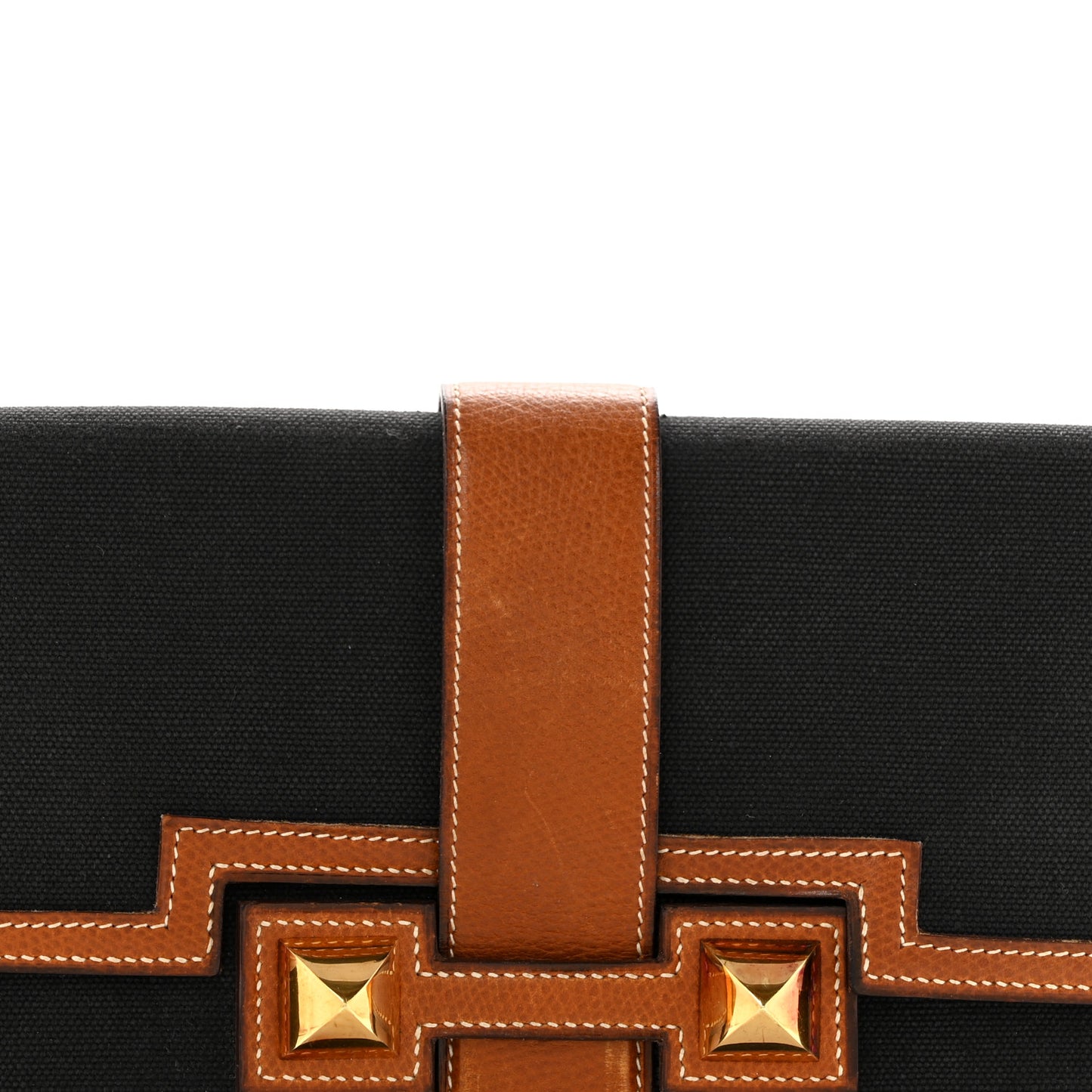 Canvas Courchevel Medor Clutch Gold Brown