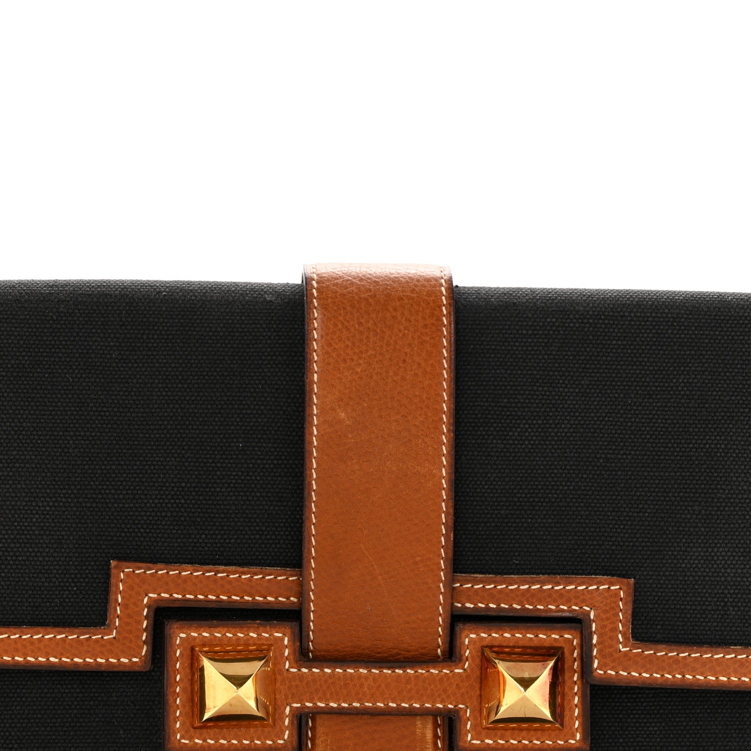 Hermes Canvas Courchevel Medor Clutch Gold Brown 8 of 15