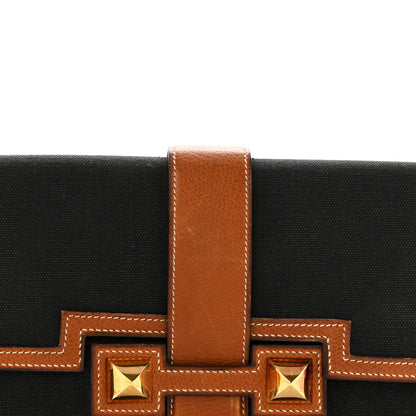 Hermes Canvas Courchevel Medor Clutch Gold Brown 8 of 15