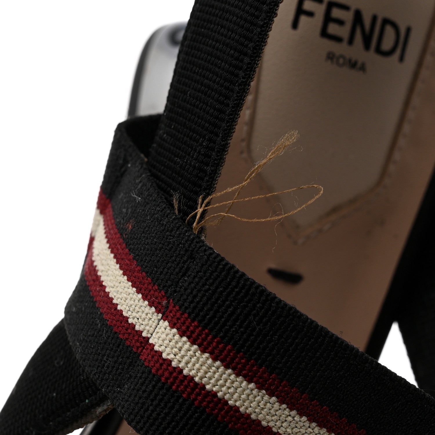 Fendi Technical Mesh FF Colibri 55mm Slingback Pumps 38 Tobacco Moro Black Militare 8 of 9