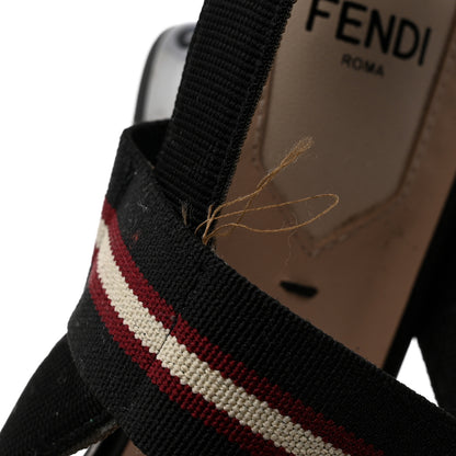 Fendi Technical Mesh FF Colibri 55mm Slingback Pumps 38 Tobacco Moro Black Militare 8 of 9