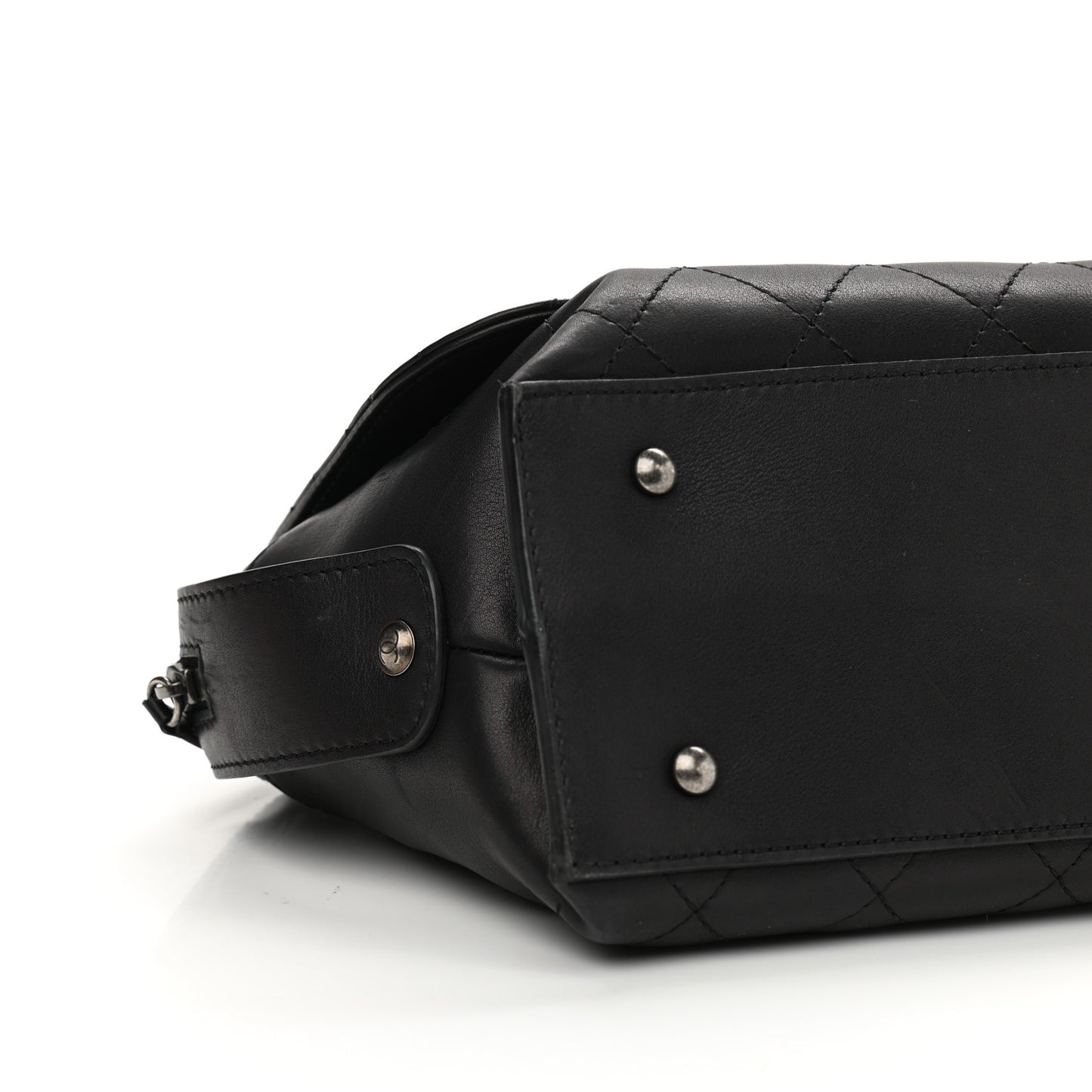 Calfskin Stitched Paris In Rome Shoulder Bag Black
