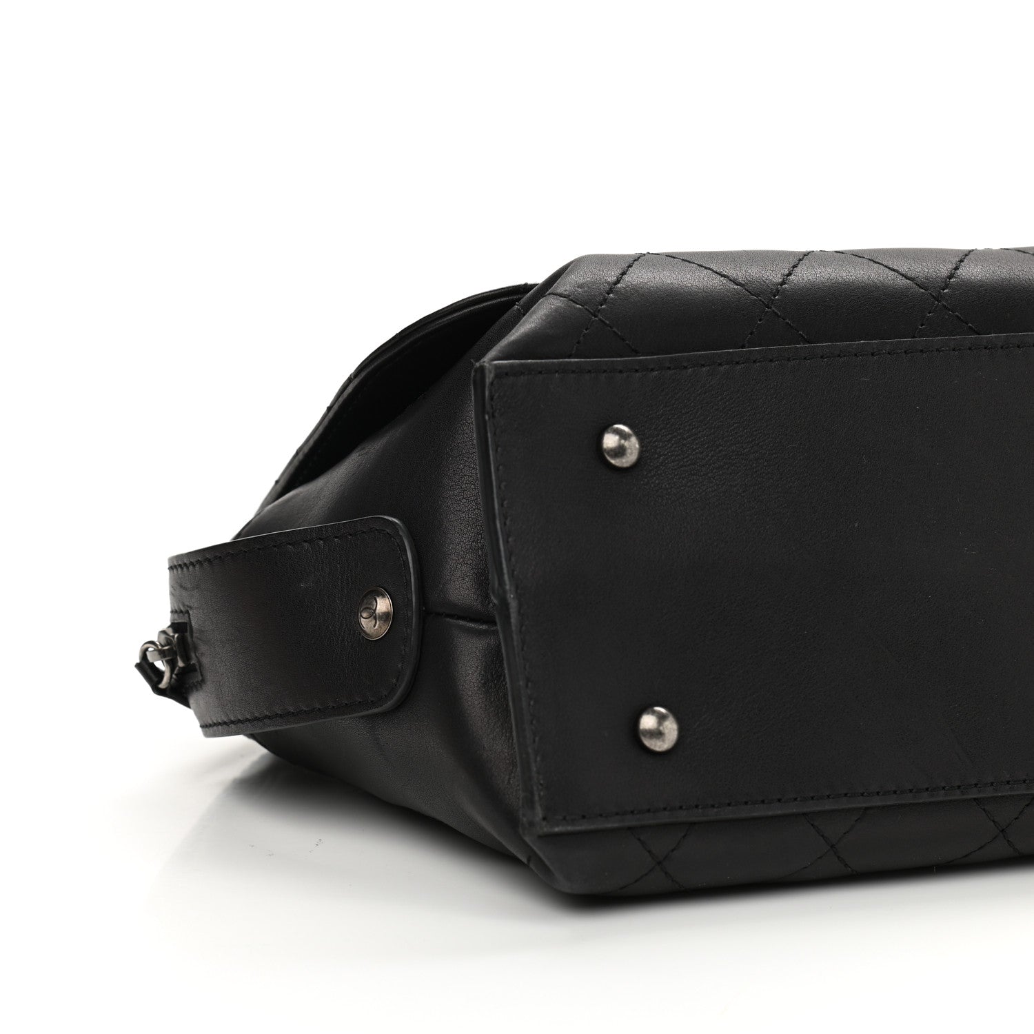 Chanel Calfskin Stitched Paris In Rome Shoulder Bag Black 9 of 10