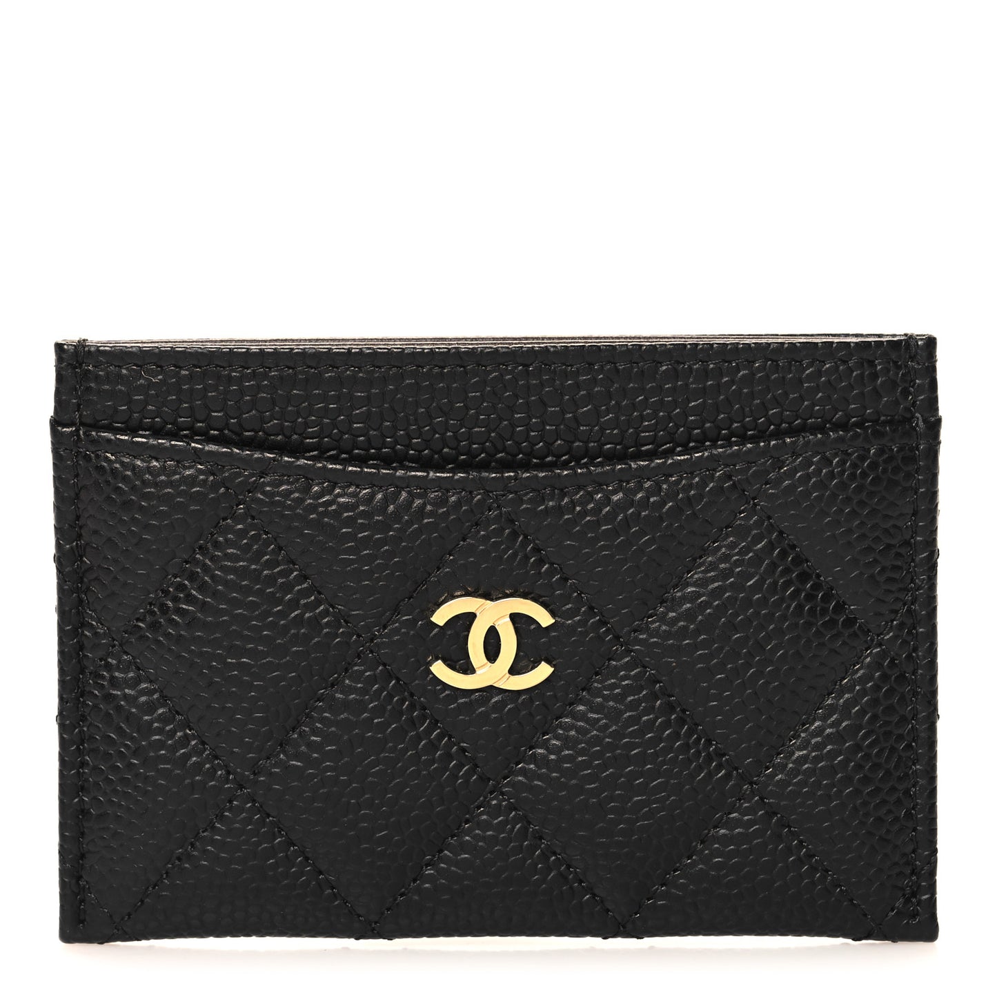 Caviar Quilted Card Holder Black