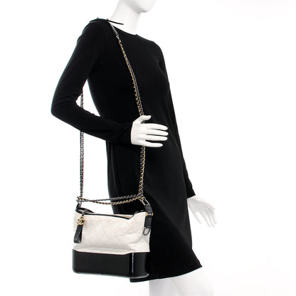 Chanel Aged Calfskin Quilted Medium Gabrielle Hobo Black White 2 of 7
