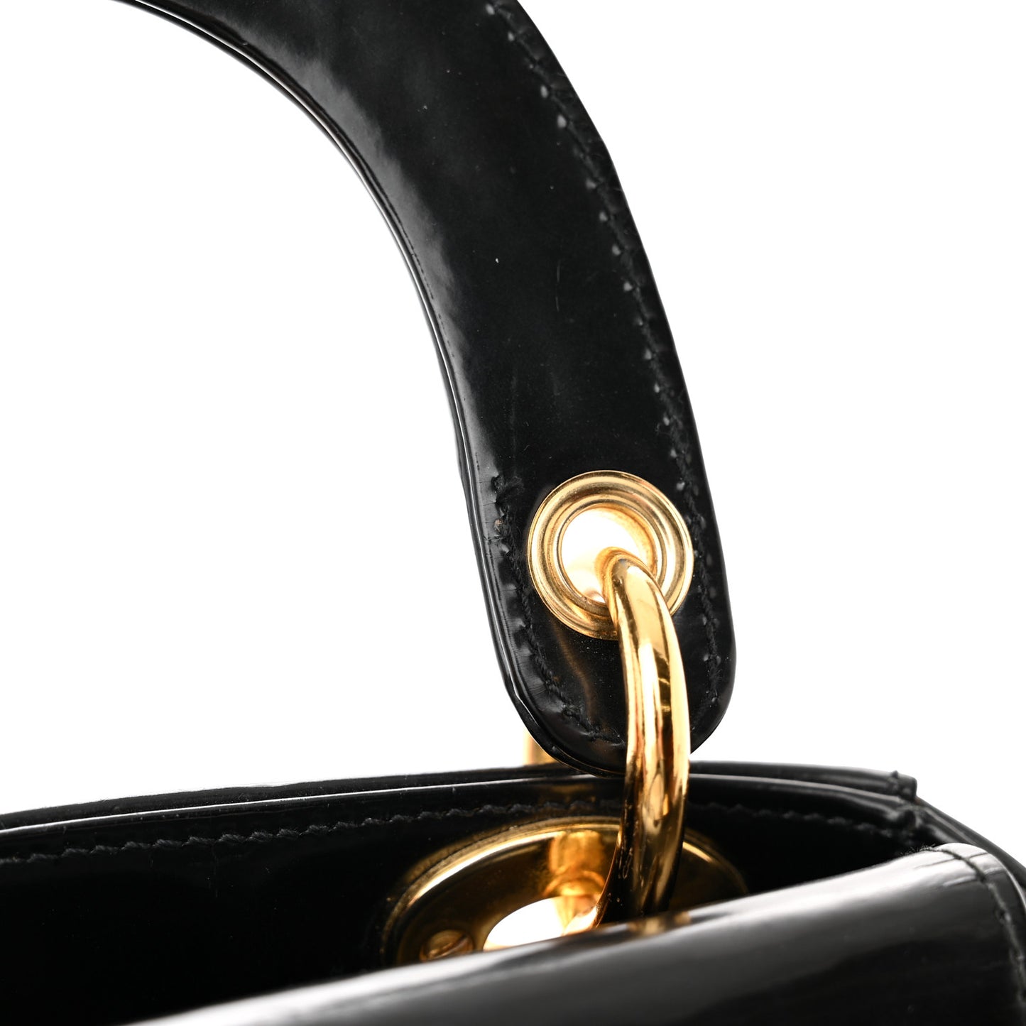 Glazed Calfskin Mini Lady Dior Black