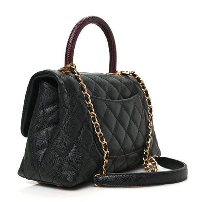 Chanel Caviar Lizard Quilted Mini Coco Handle Flap Black 3 of 8