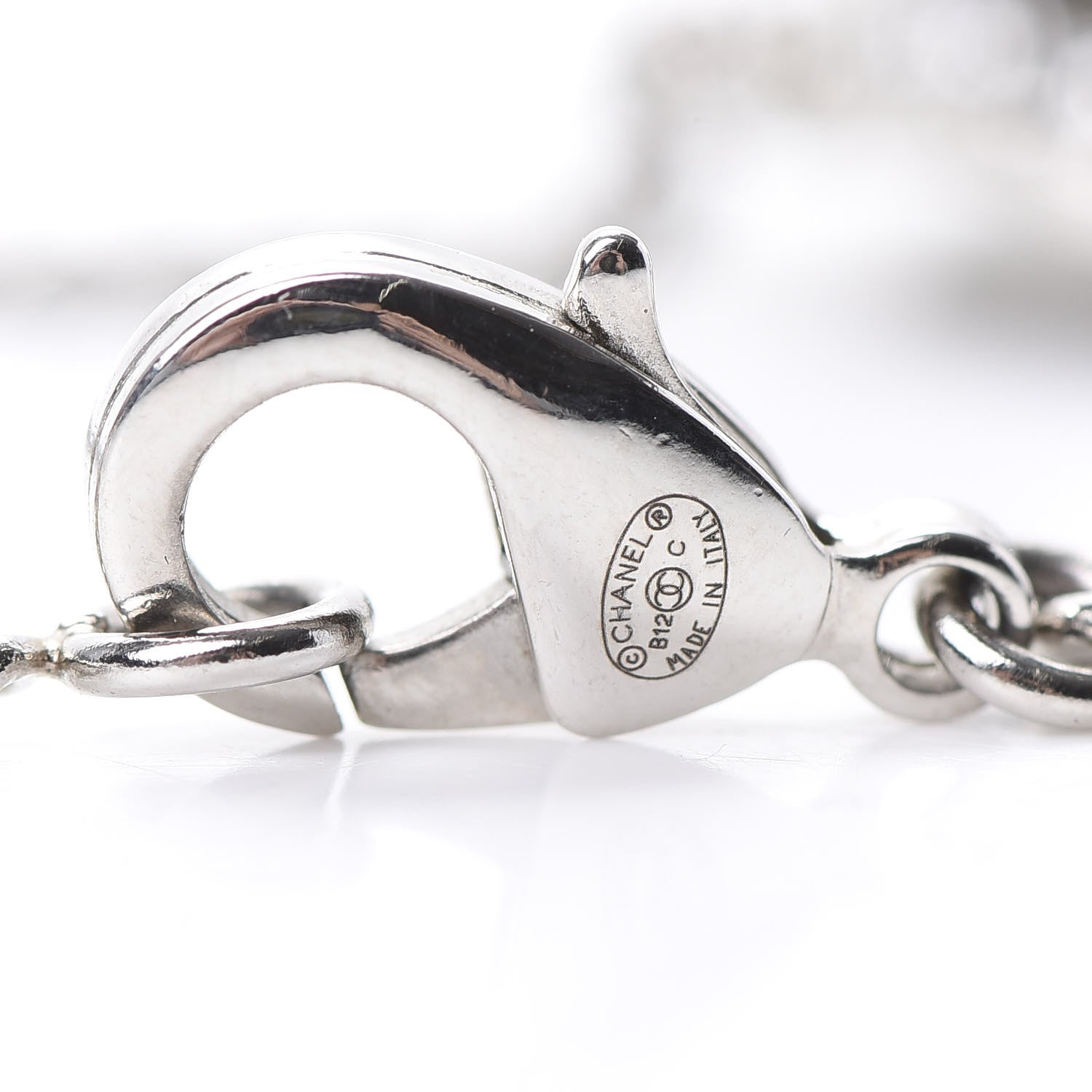 Chanel Strass CC Camellia Necklace Silver 4 of 5