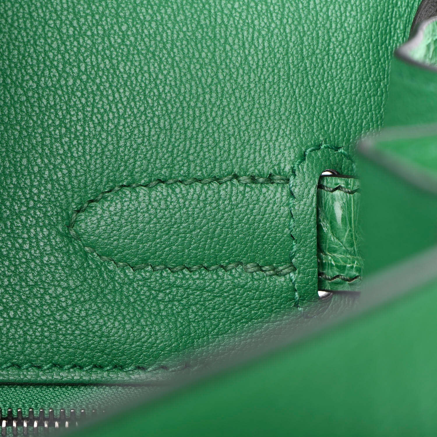 Hermes Togo Shiny Niloticus Crocodile Birkin Touch 30 Bamboo Cactus 21 of 34