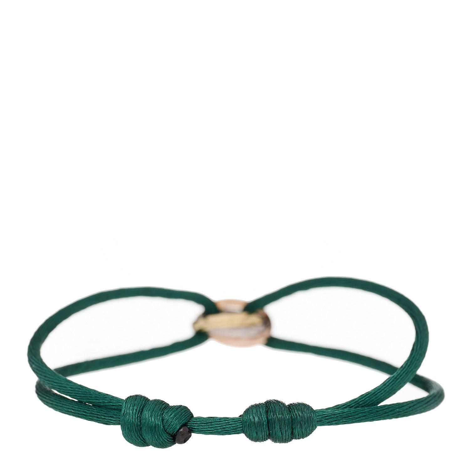 Cartier 18K Pink Yellow White Gold Trinity Adjustable Cord Bracelet Green 2 of 4