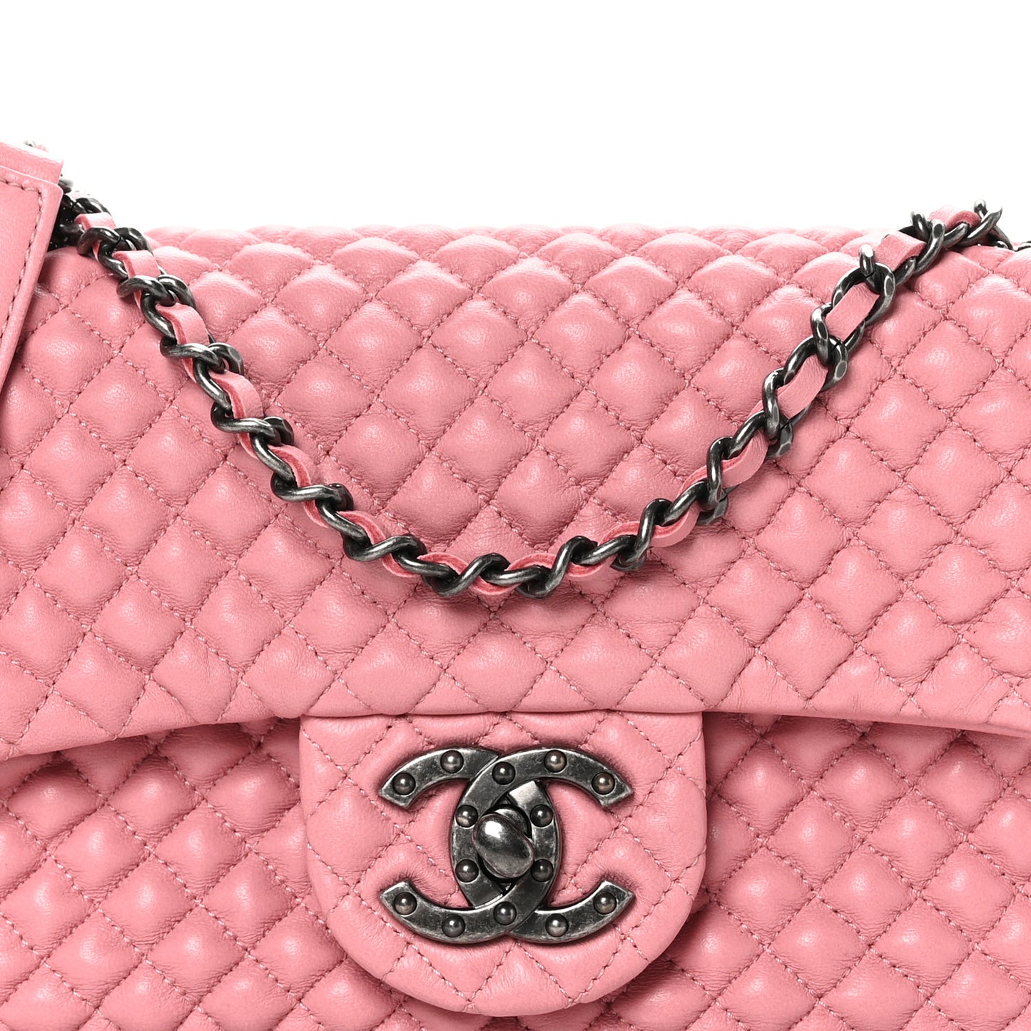 Calfskin Micro Quilted Mini Flap Pink