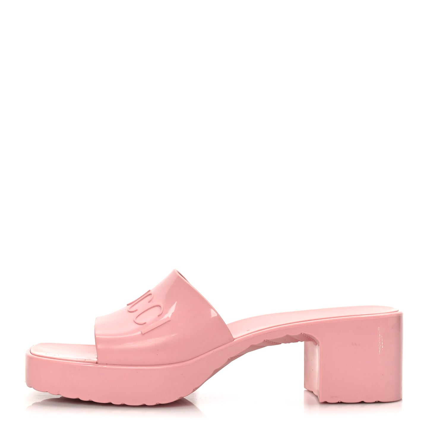 Rubber Gucci Logo Womens Platform 20/60mm Slide Sandals 41 Wild Rose