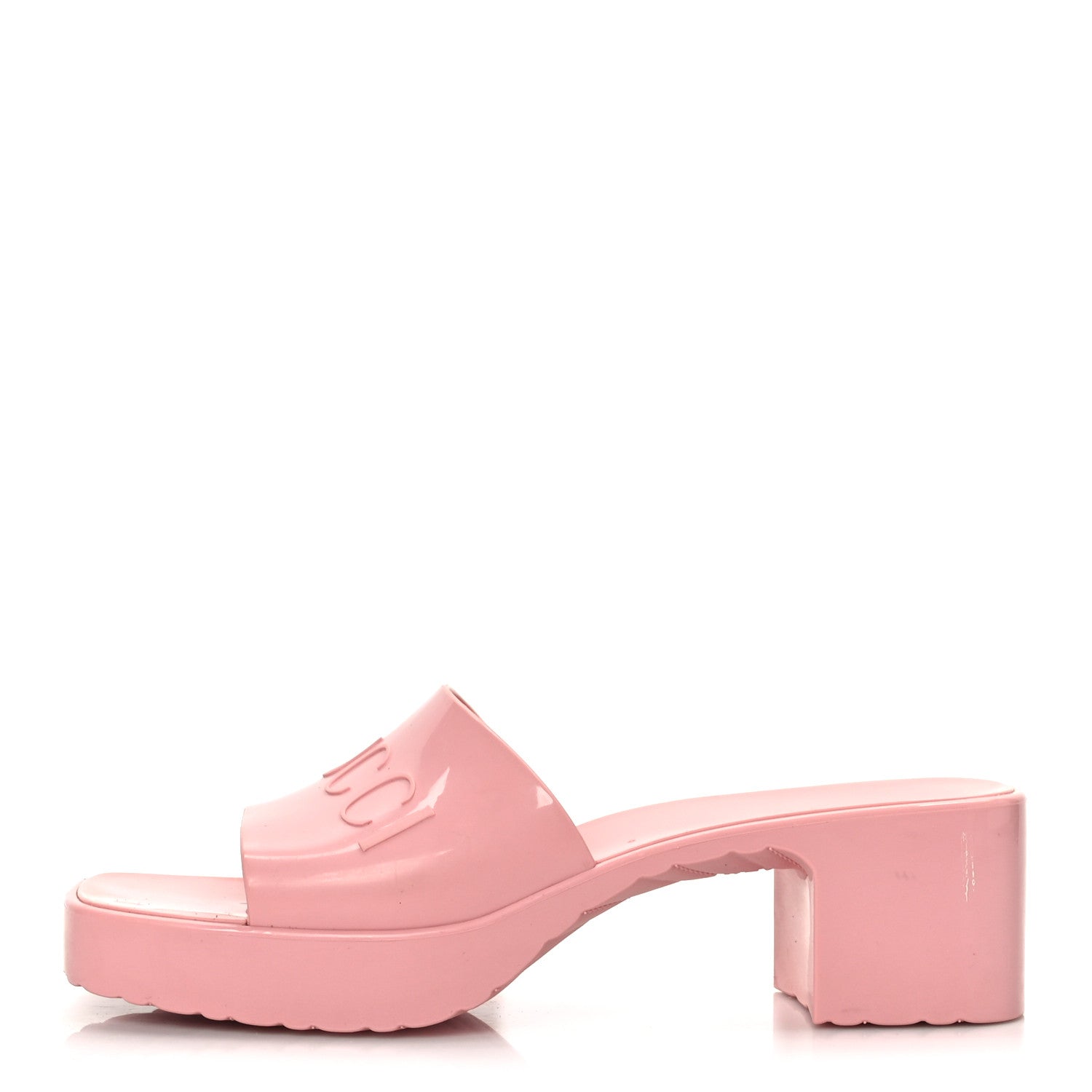 Gucci Rubber Gucci Logo Womens Platform 20/60mm Slide Sandals 41 Wild Rose 1 of 10
