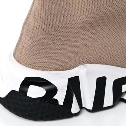 Balenciaga Neoprene Knit Womens Speed Graffiti Sneakers 38 Beige White Black 9 of 16