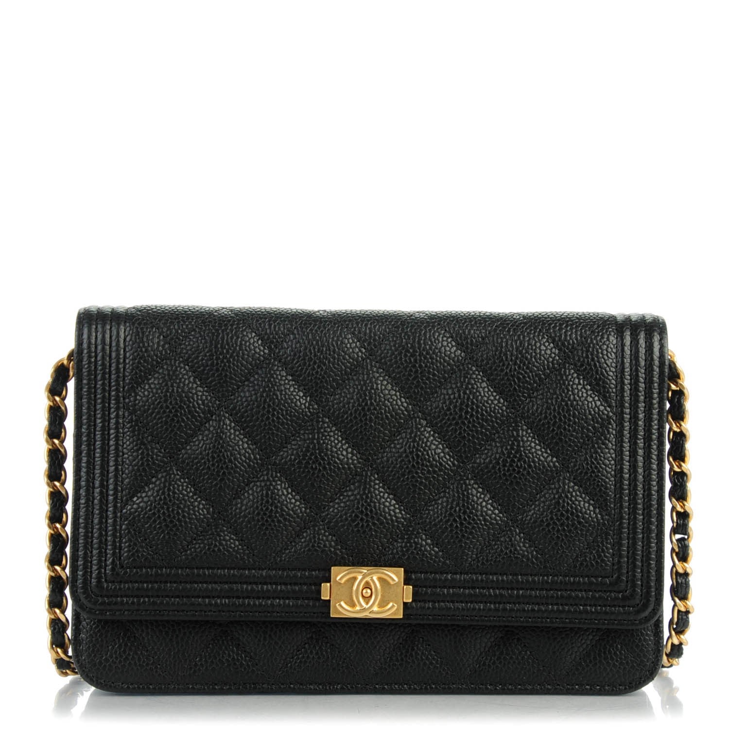 Chanel Caviar Quilted Boy Wallet On Chain WOC Black 1 of 8