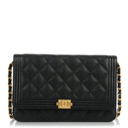 Chanel Caviar Quilted Boy Wallet On Chain WOC Black 1 of 8