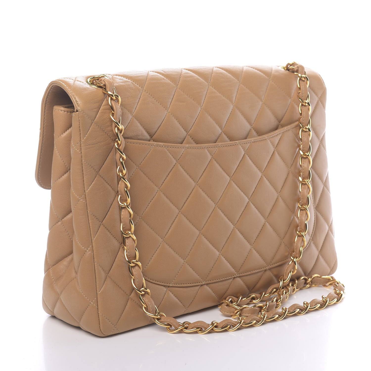 Chanel Lambskin Quilted Maxi Single Flap Beige 3 of 13