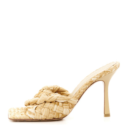 Bottega Veneta Raffia Twisted Intrecciato Stretch Mule Sandals 39 Macadamia 1 of 11