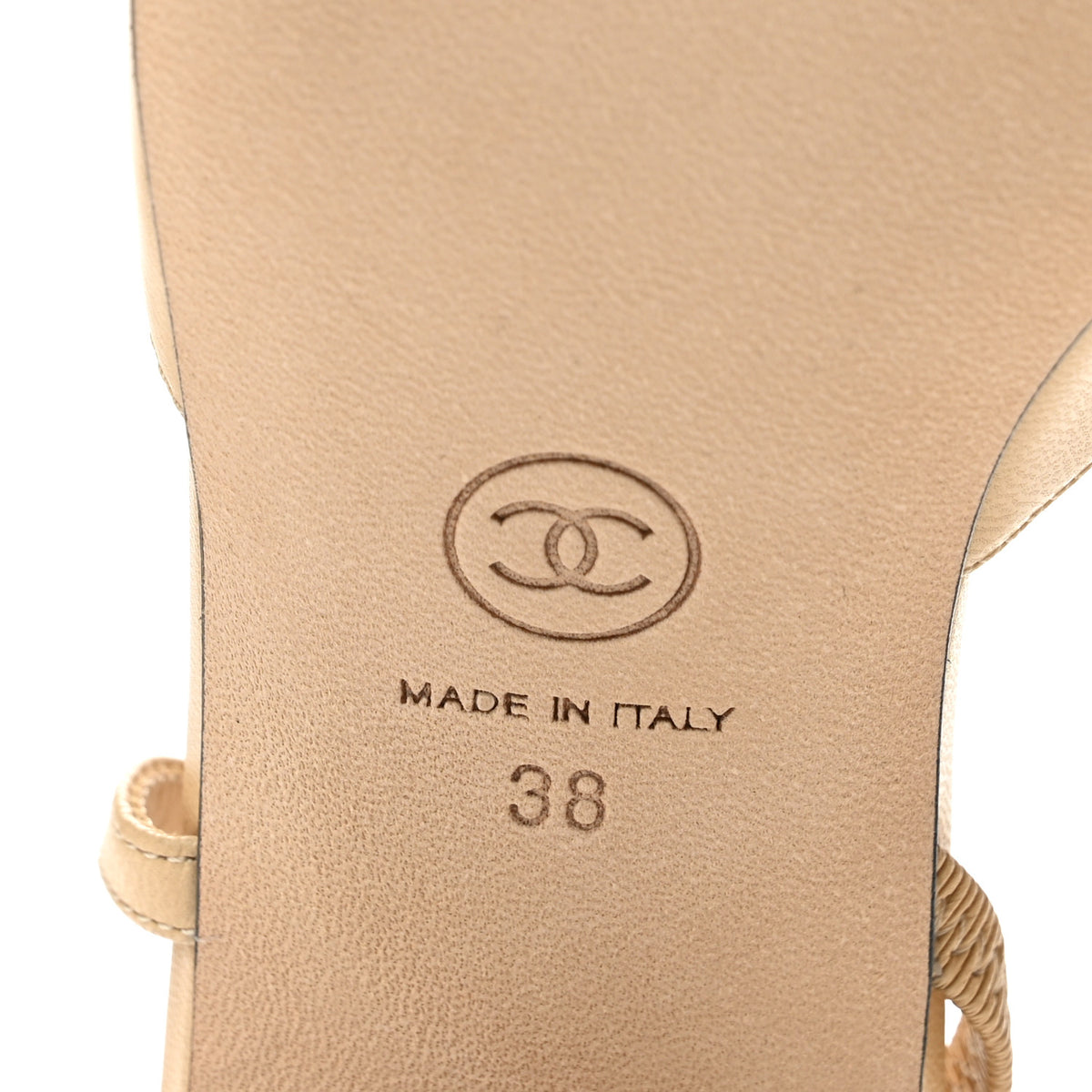 Chanel Goatskin Grosgrain Cap Toe CC Slingback Pumps 38 Beige Black 7 of 10