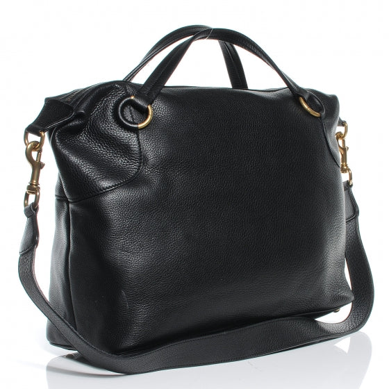 Gucci Leather Twill Top Handle Satchel Black 3 of 7